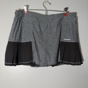 HEAD Pleated Tennis Pickleball Skort Size X-Large Heather Gray Quietshade Black